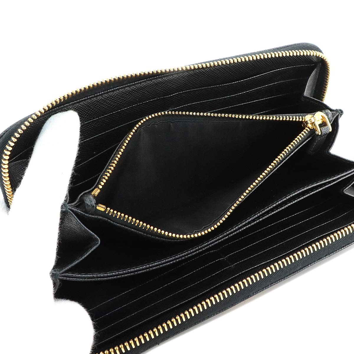 Zipped Around Long Wallet Saffiano Leather Black 1ML506 Purse
