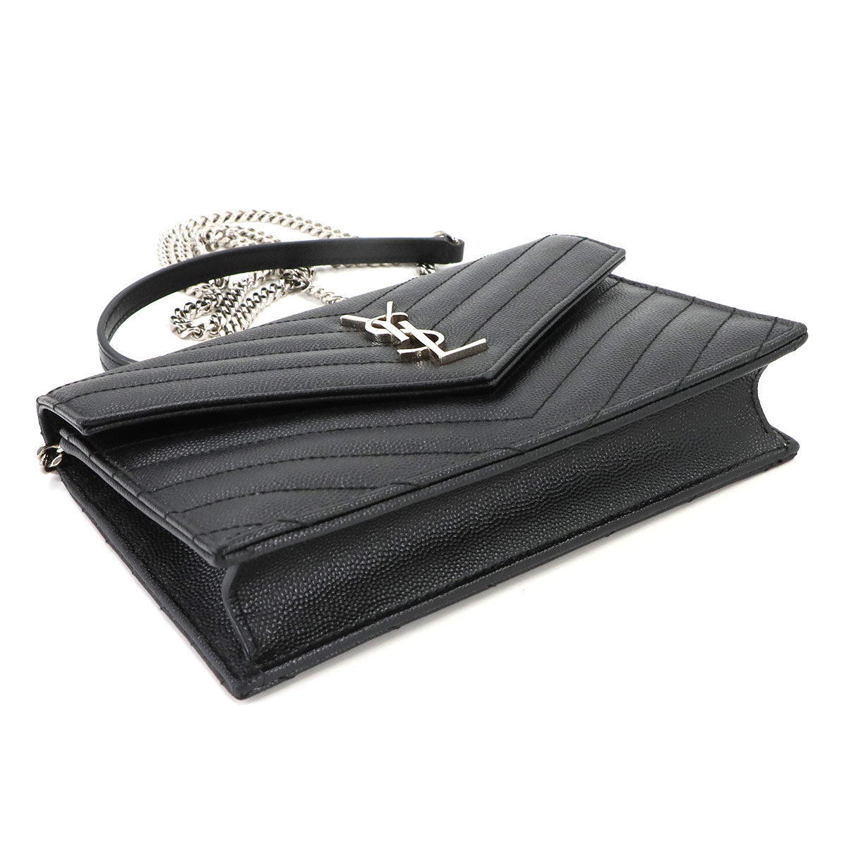 Cassandre Envelope Chain Wallet Leather Black 393953