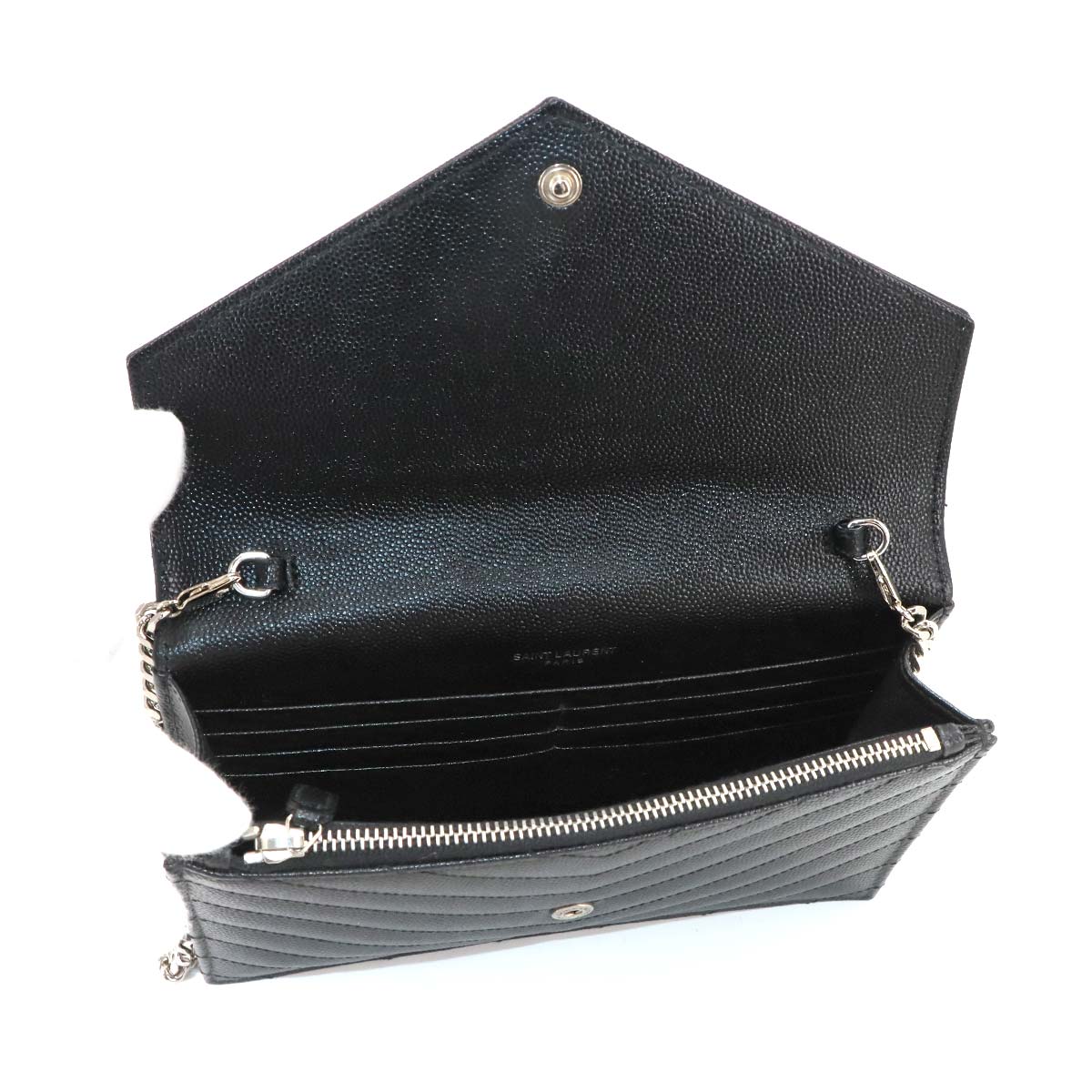 Cassandre Envelope Chain Wallet Leather Black 393953