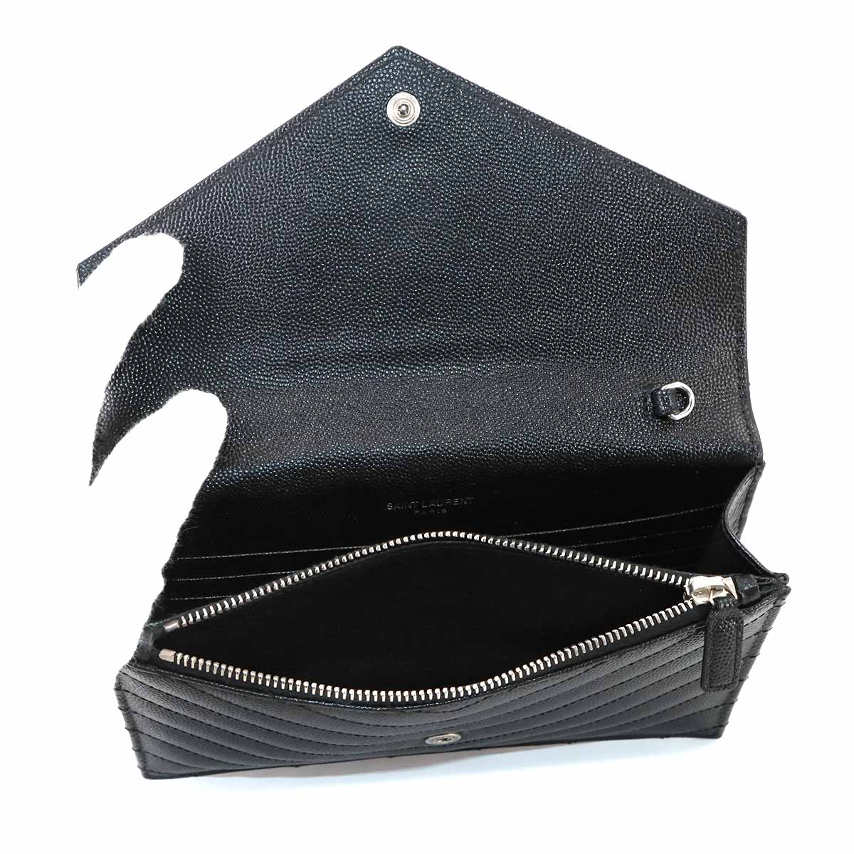 Cassandre Envelope Chain Wallet Leather Black 393953