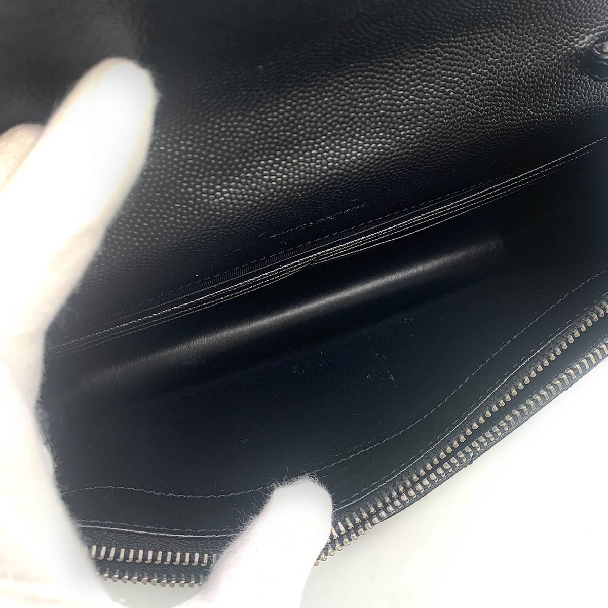 Cassandre Envelope Chain Wallet Leather Black 393953