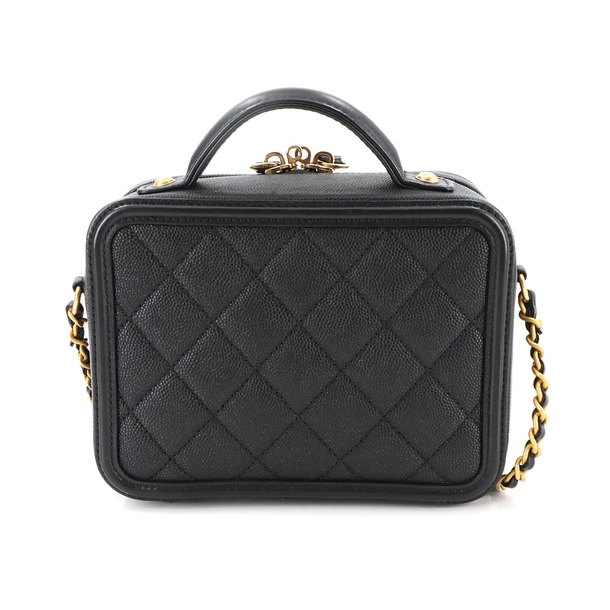CC Filigree Small Vanity Hand Shoulder Bag Leather Black A93342