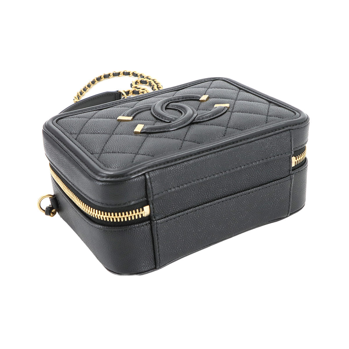 CC Filigree Small Vanity Hand Shoulder Bag Leather Black A93342