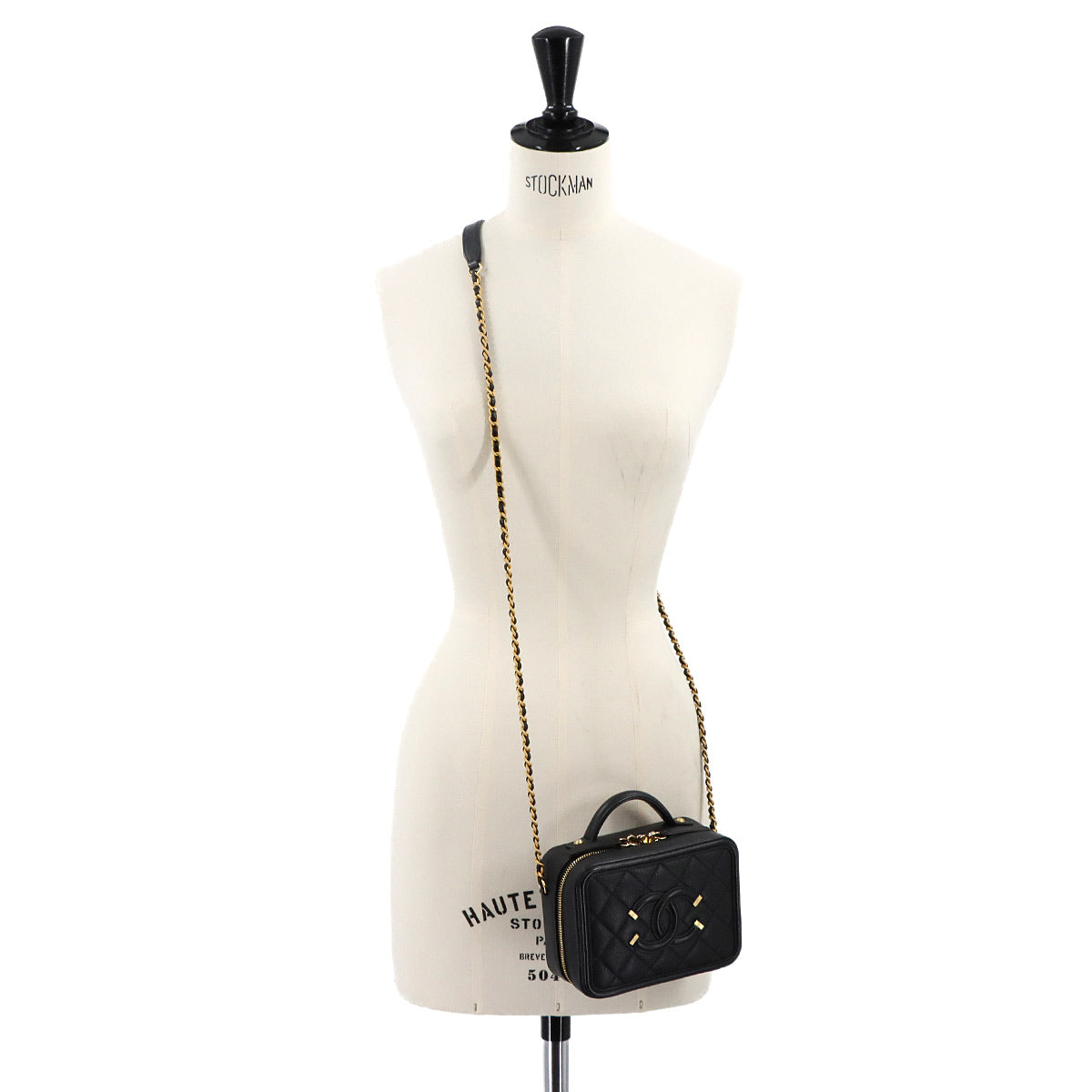 CC Filigree Small Vanity Hand Shoulder Bag Leather Black A93342