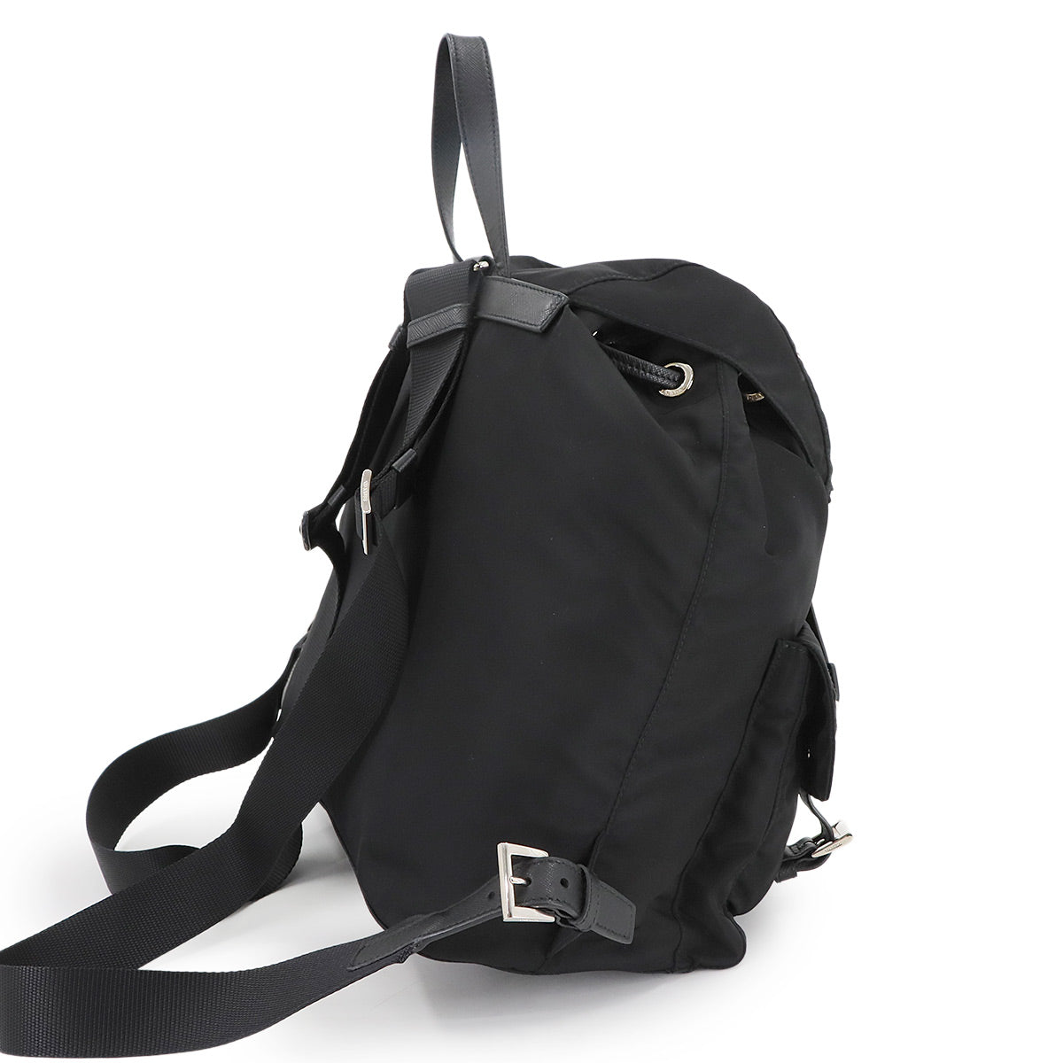 Robot Backpack Nylon Saffiano Leather Black 1BZ811 Purse