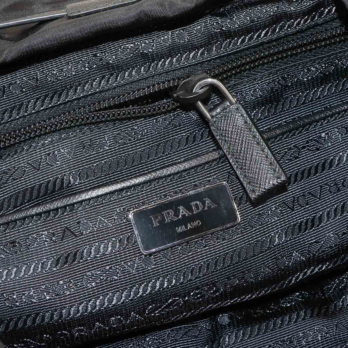 Robot Backpack Nylon Saffiano Leather Black 1BZ811 Purse