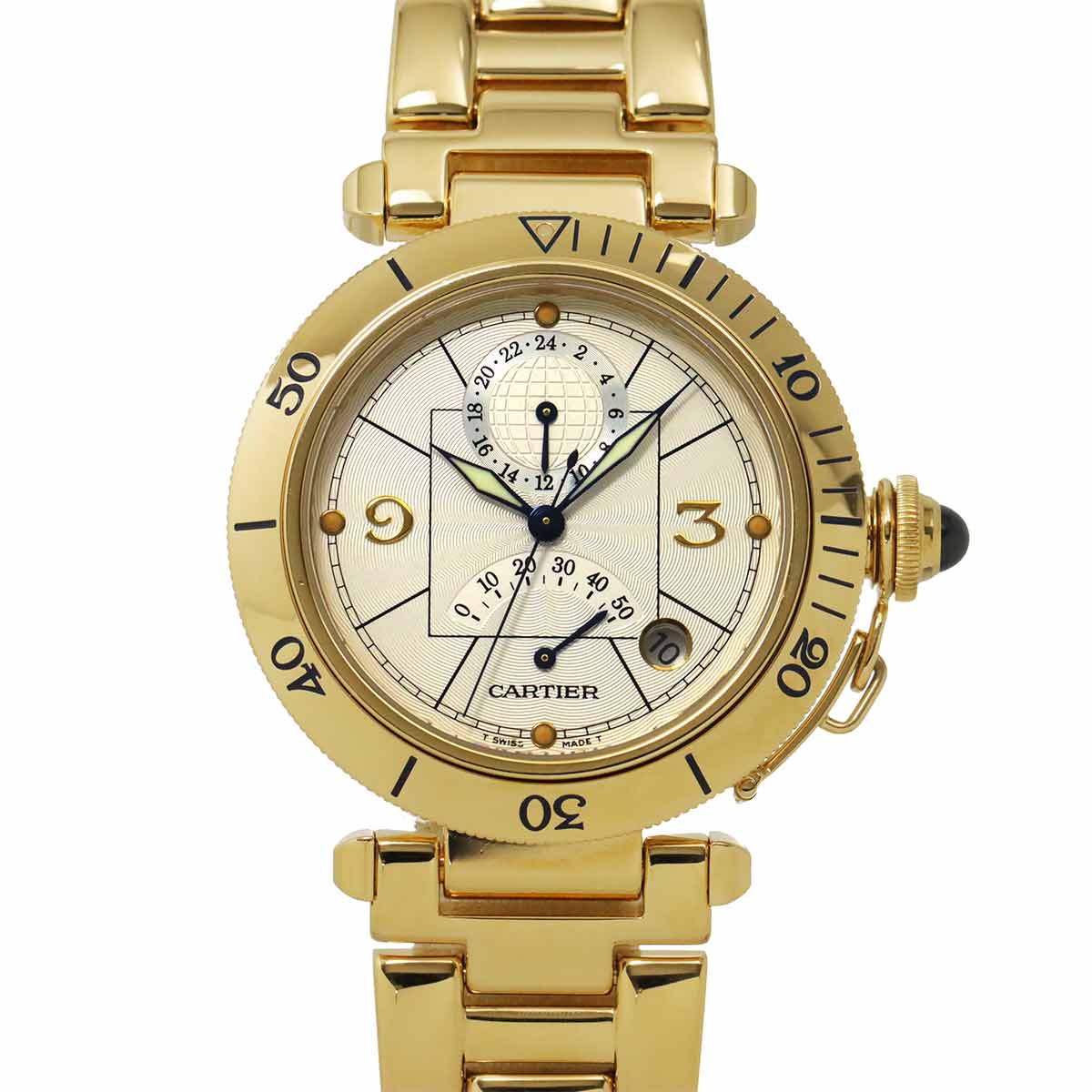 Pasha 38mm GMT W30144D1 Automatic 750YG Silver Dial Mens