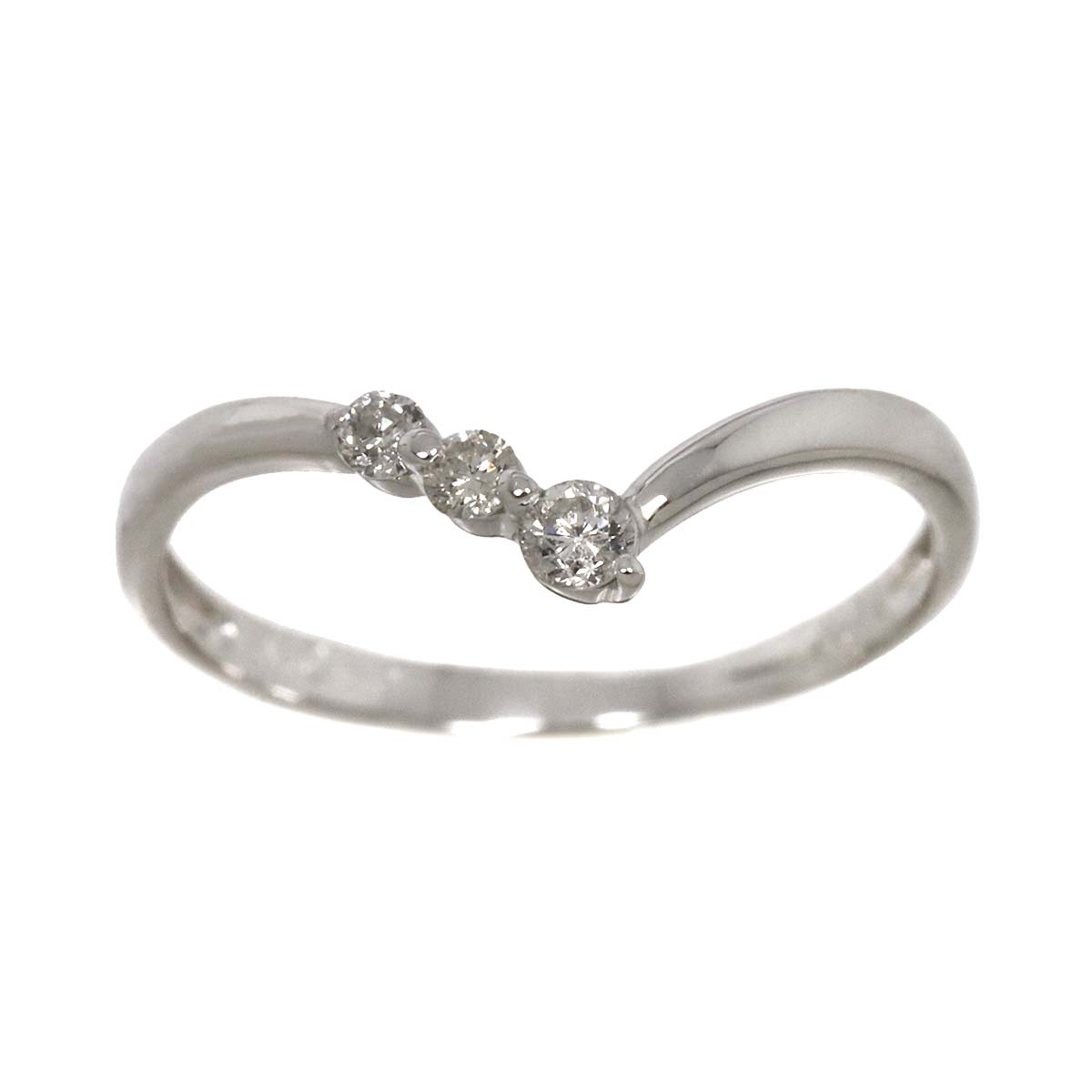 Diamond 0.10ct Ring 10K K10 WG White Gold size4(US)