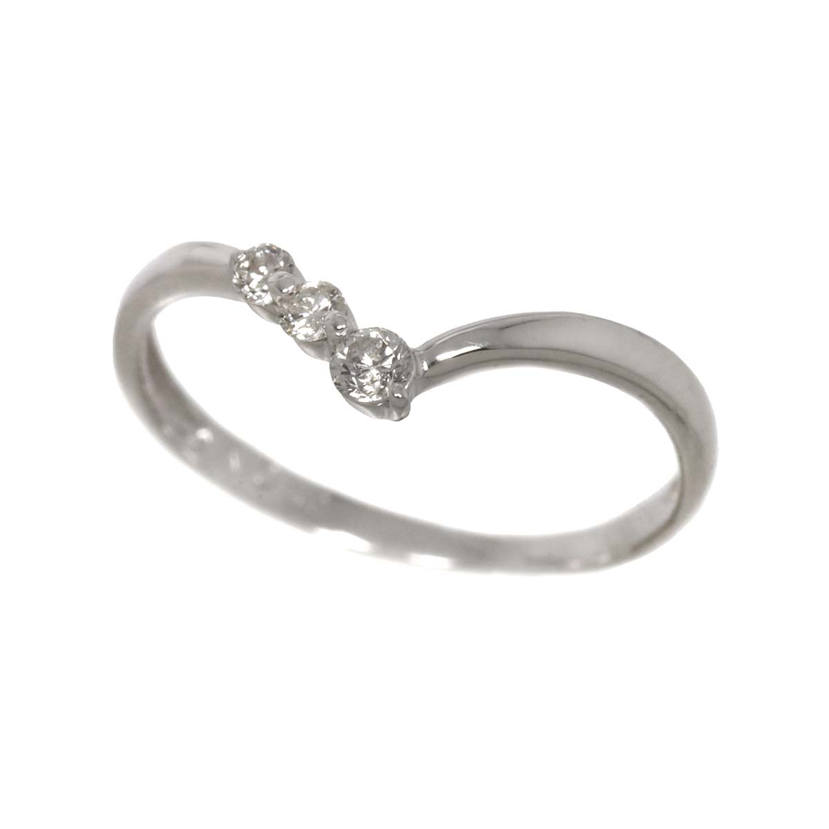 Diamond 0.10ct Ring 10K K10 WG White Gold size4(US)