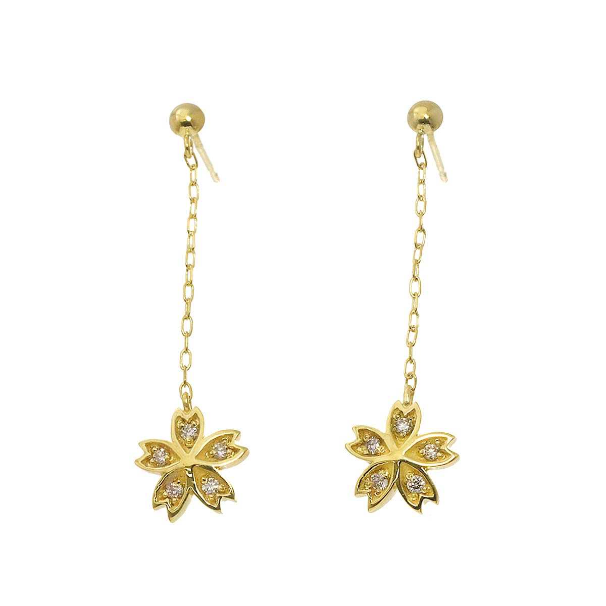 Diamond 0.03ct/0.03ct Earrings Pierced 18K YG Yellow Gold 750