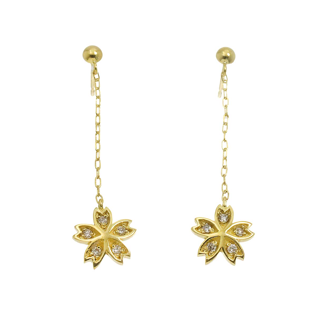 Diamond 0.03ct/0.03ct Earrings Pierced 18K YG Yellow Gold 750