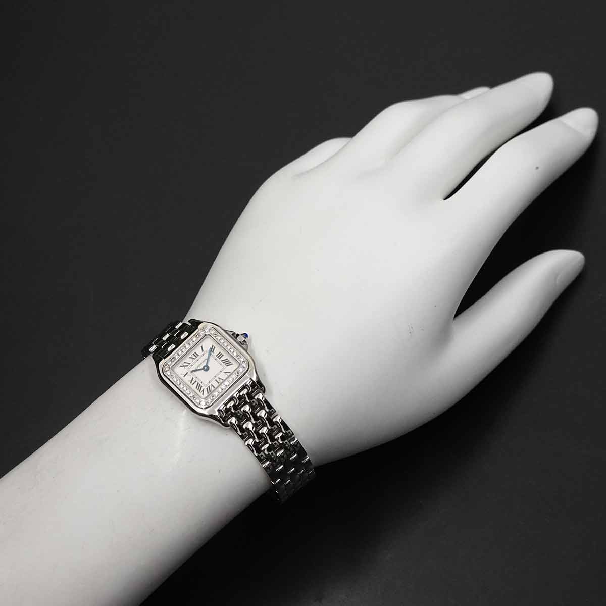 Panthere SM W4PN0007 Diamond Bezel Quartz Silver Dial Ladies