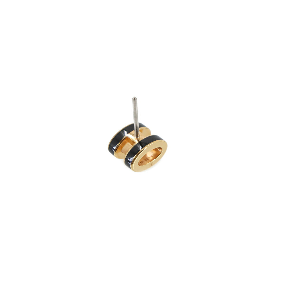 Mini Pop H Earrings Black Gold Pierced Accessory