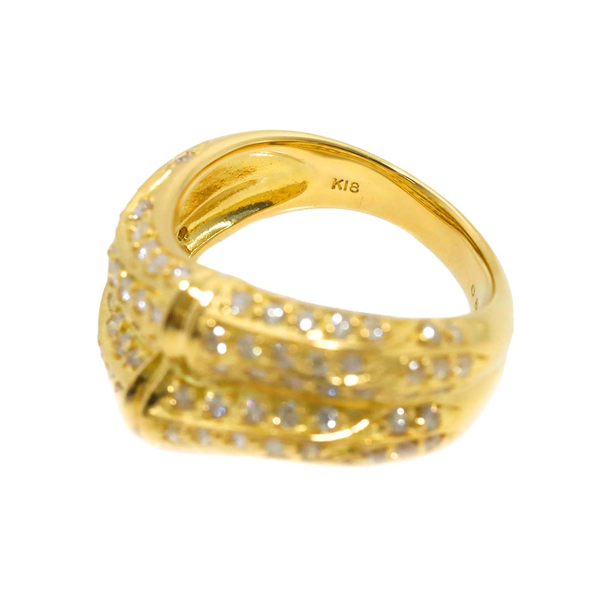 Diamond 0.83ct Ring 18K YG Yellow Gold 750 5.75-6(US)