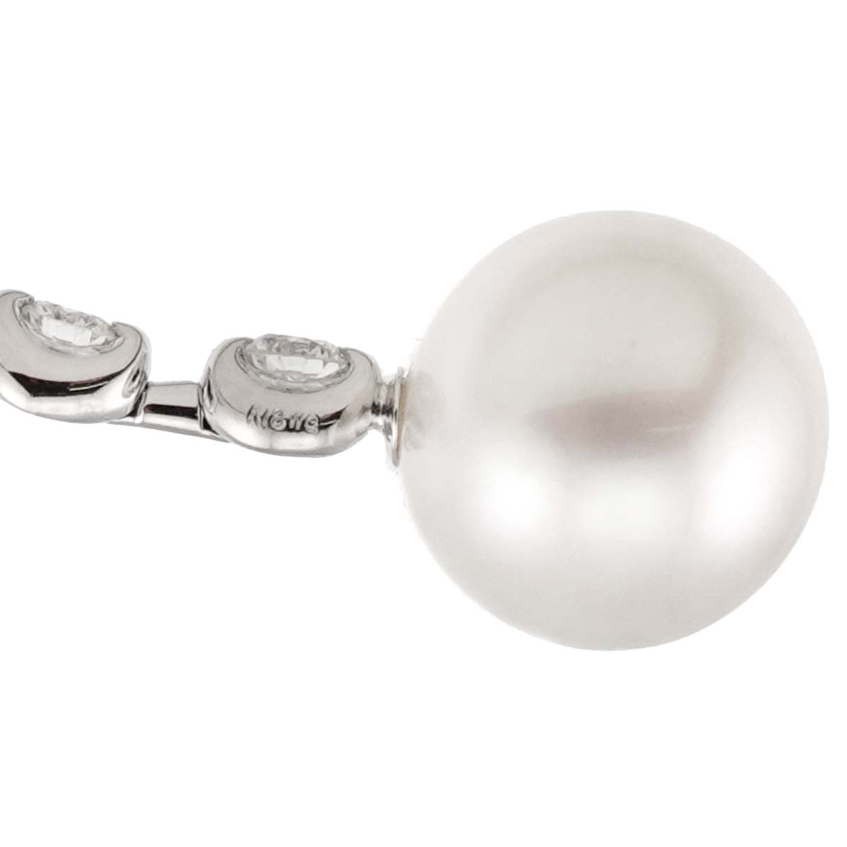 South Sea pearl 11.8mm Diamond 0.40ct Pearl Necklace 18K K18 WG 750