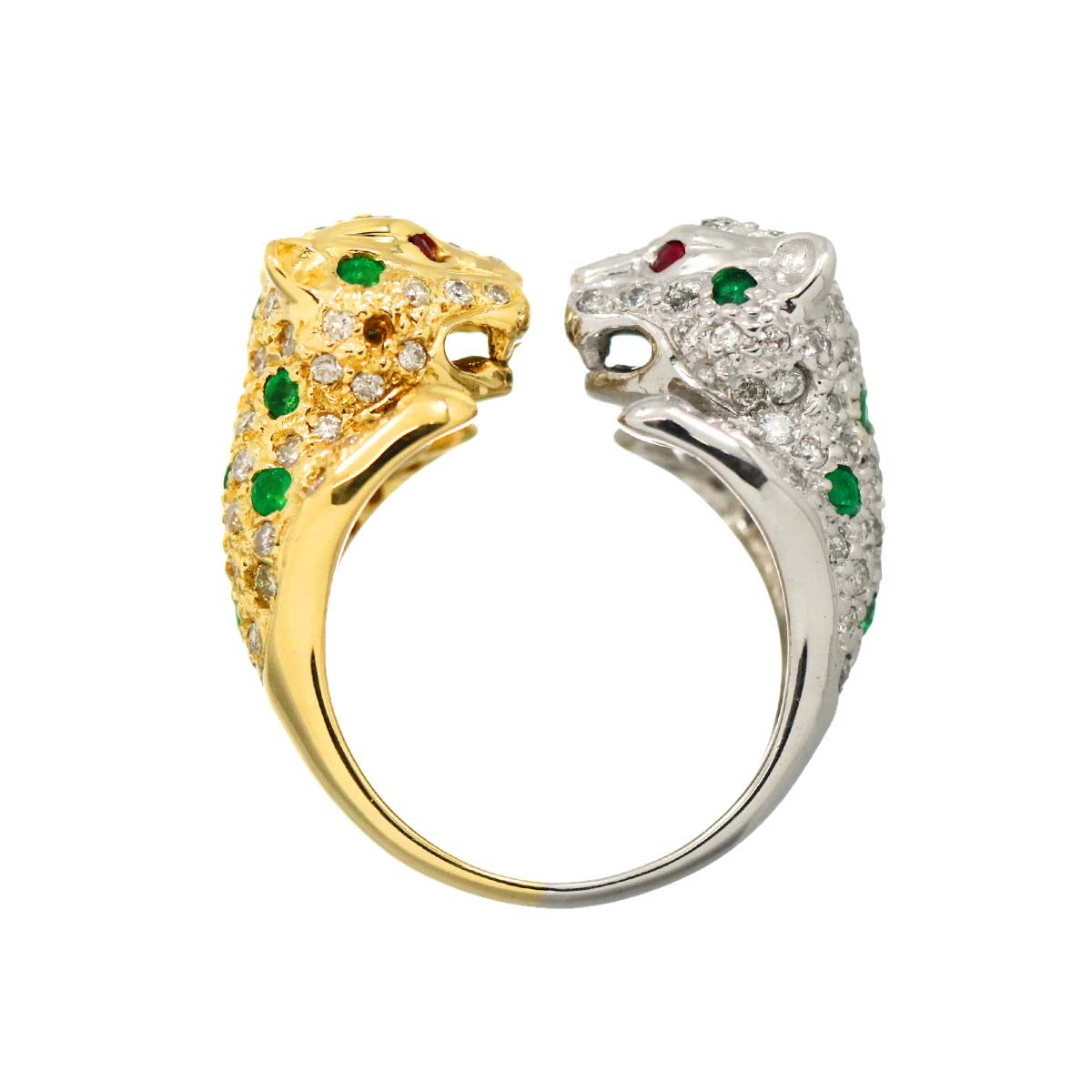 Diamond 0.96ct Emerald 0.71ct Ruby Ring 18K YG WG 750 6.25-6.5(US)