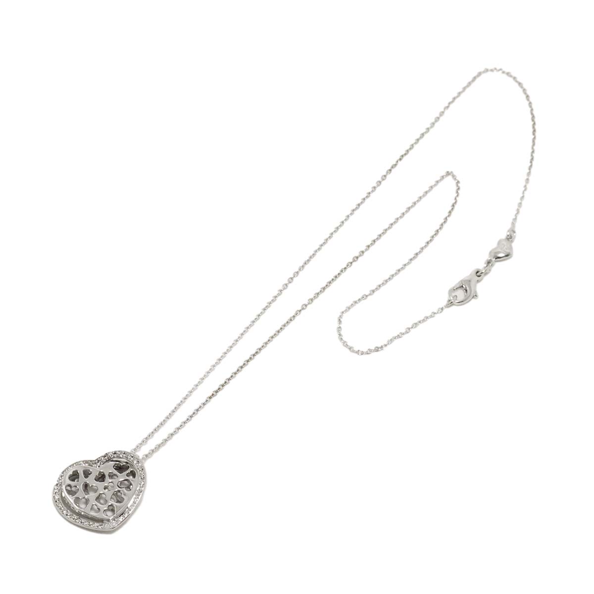 Heart Motif Diamond 0.22ct Necklace 18K White Gold 750