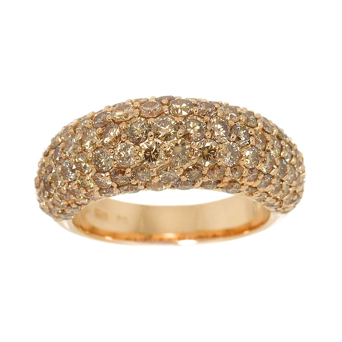 Brown Diamond 3.09ct Ring 18K PG 750 Size6(US)