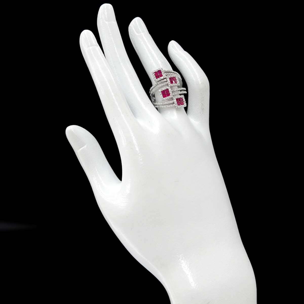 Ruby 1.15ct Diamond 0.85ct Ring 18K WG size6.25-6.5(US)