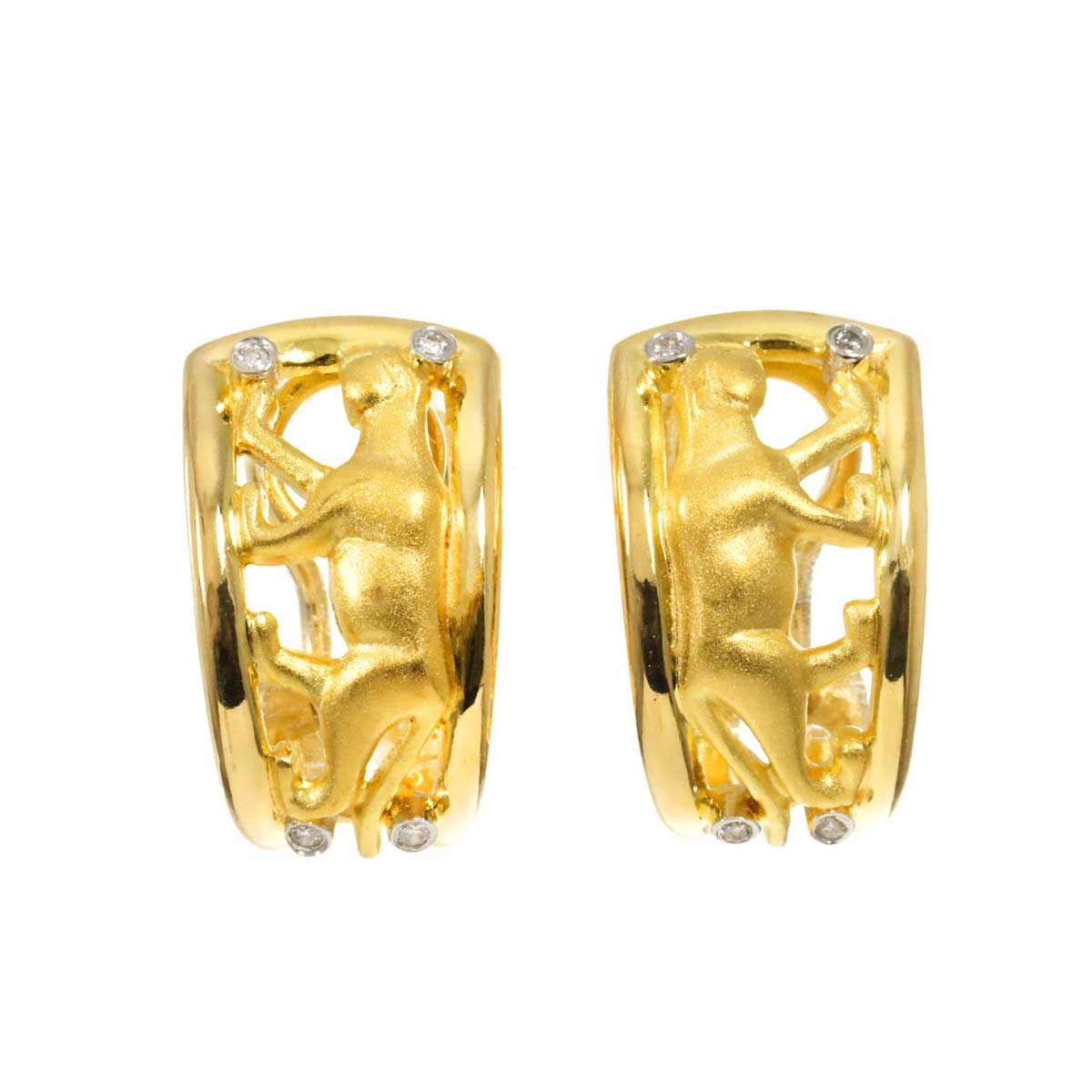 Diamond Earrings Clip-on 18K K18 YG 750