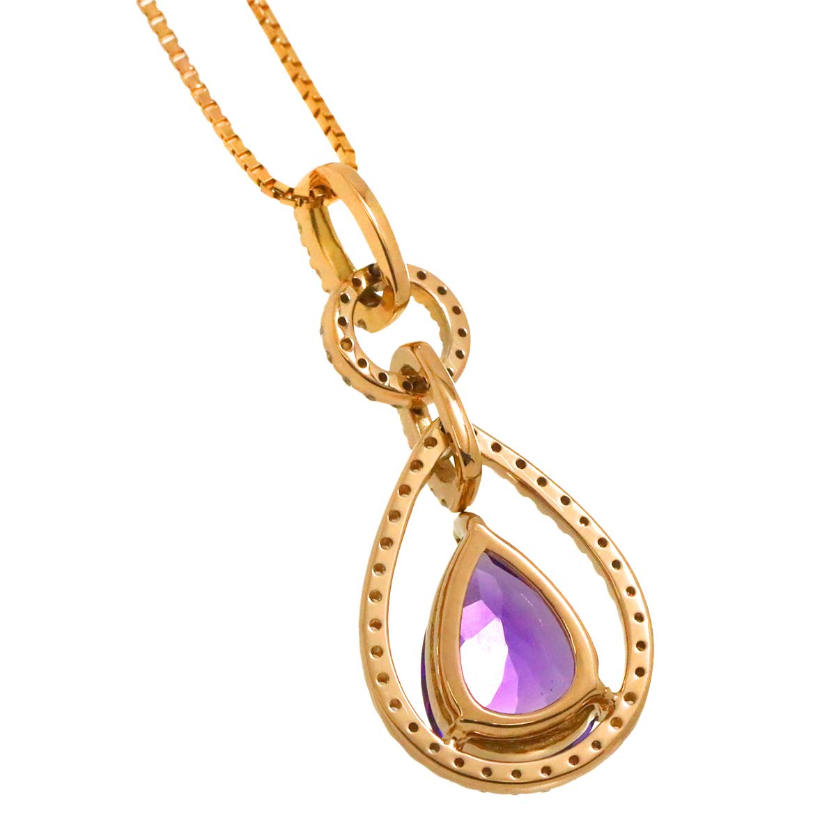 Amethyst 1.67ct Diamond 0.21ct Necklace 18K PG Pink Gold 750