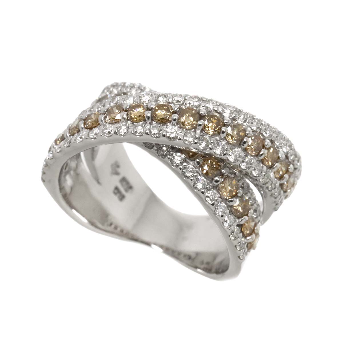 Diamond 1.73ct/1.03ct Ring 18K WG 750 Size6.25-6.5(US)