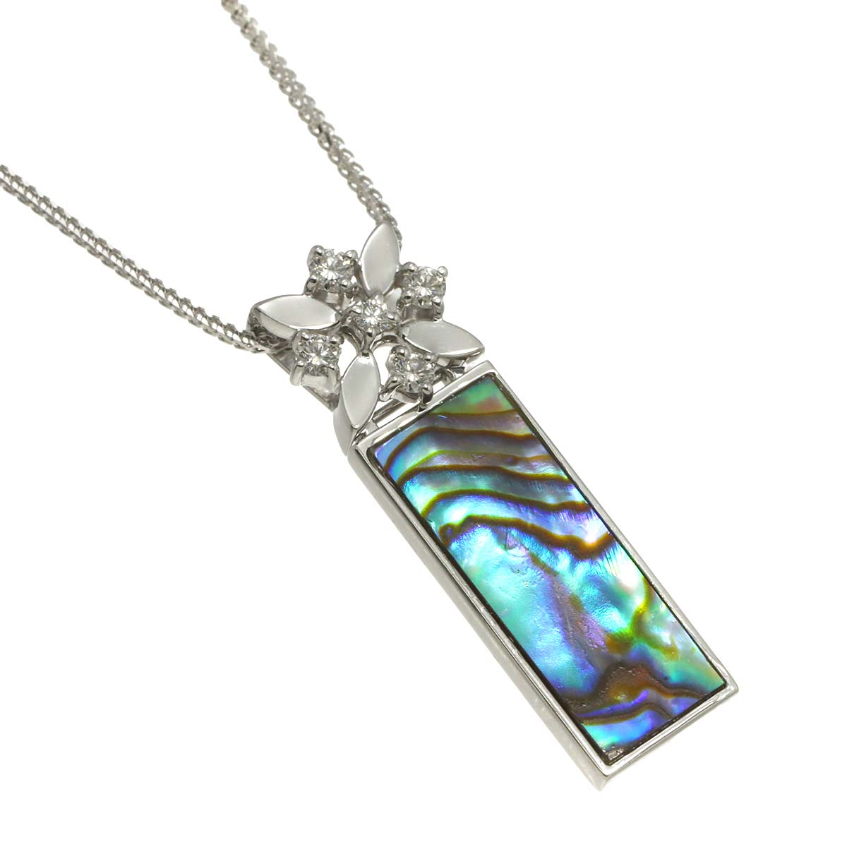 Mother of Pearl MOP Diamond 0.14ct Necklace 18K WG 750