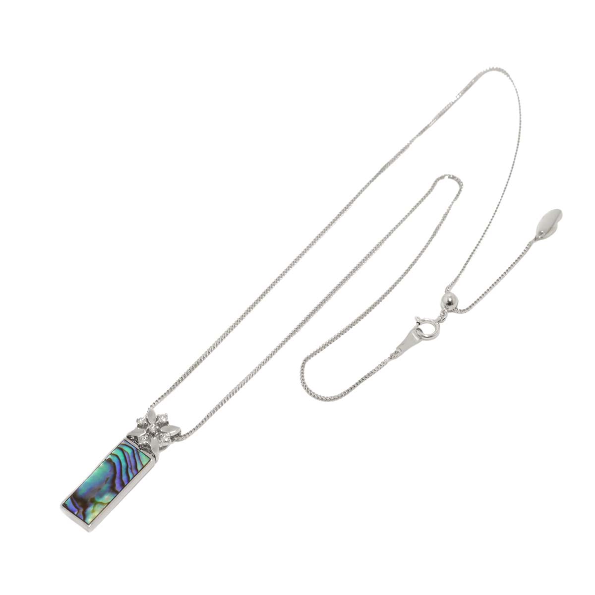 Mother of Pearl MOP Diamond 0.14ct Necklace 18K WG 750