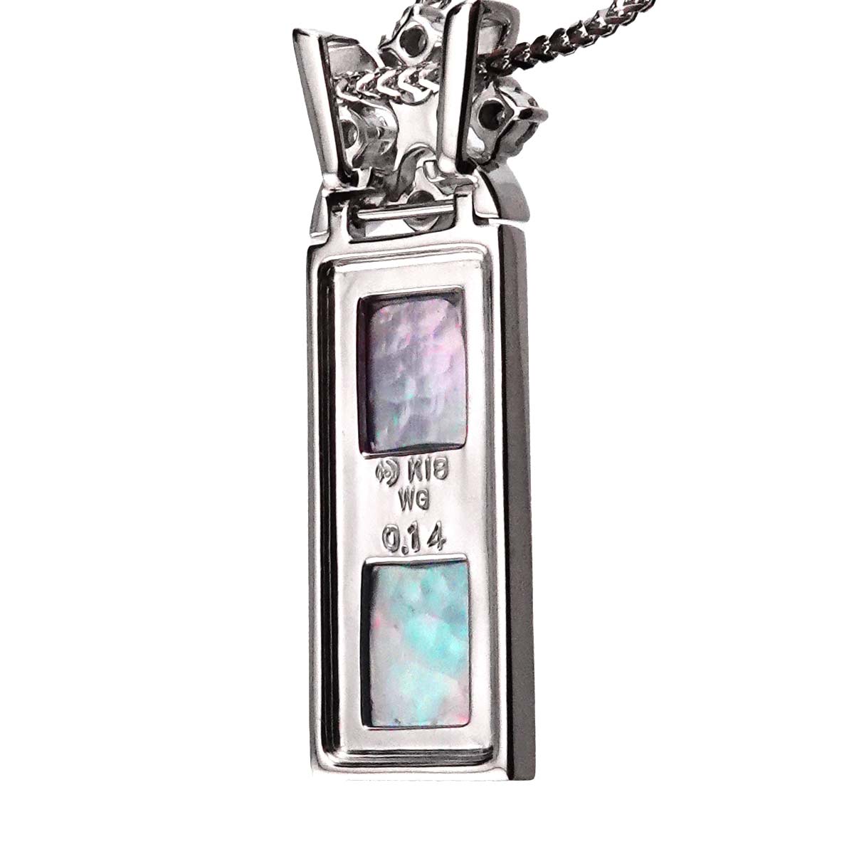 Mother of Pearl MOP Diamond 0.14ct Necklace 18K WG 750