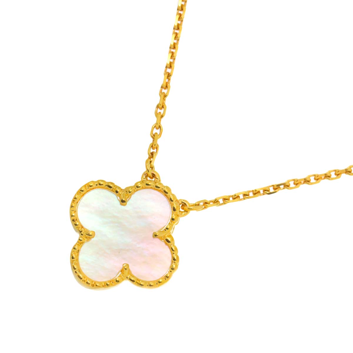 Vintage Alhambra MotherofPearl MOP Necklace 18K YG 750