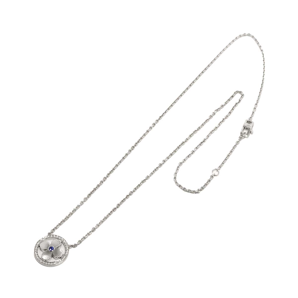 Pendentif Sapphire Diamond Necklace 18K WG 750