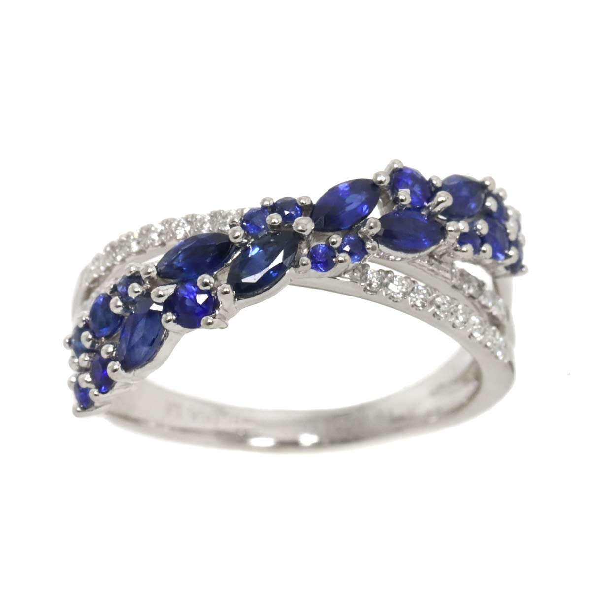 Sapphire 0.94ct Diamond 0.12ct Ring Pt Platinum size6(US)