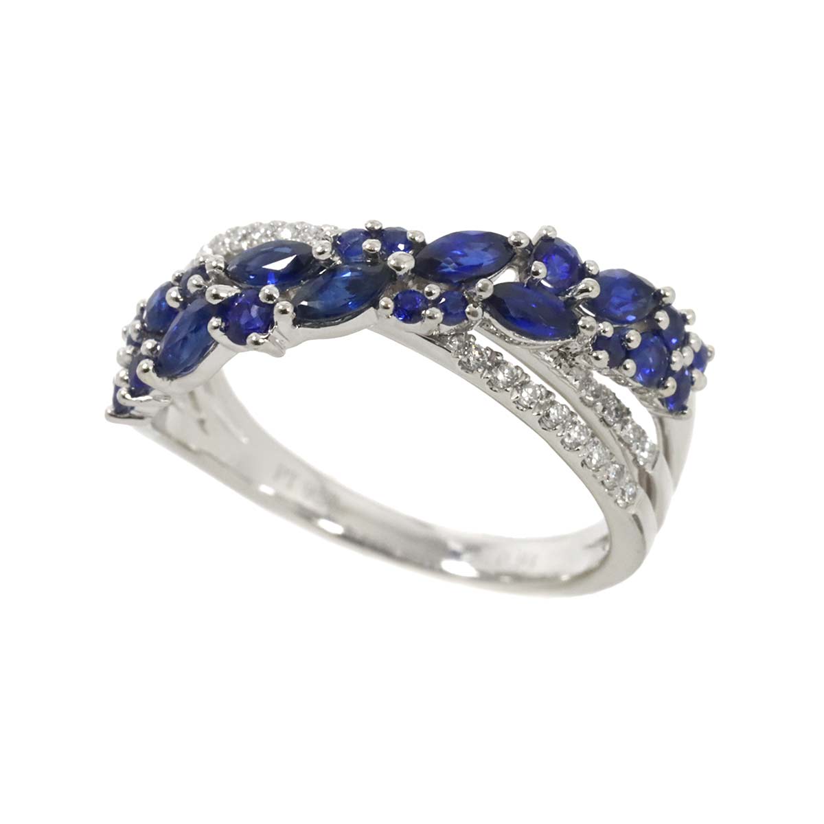 Sapphire 0.94ct Diamond 0.12ct Ring Pt Platinum size6(US)