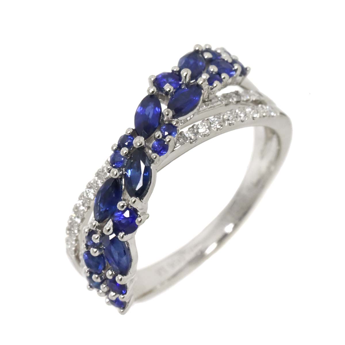 Sapphire 0.94ct Diamond 0.12ct Ring Pt Platinum size6(US)