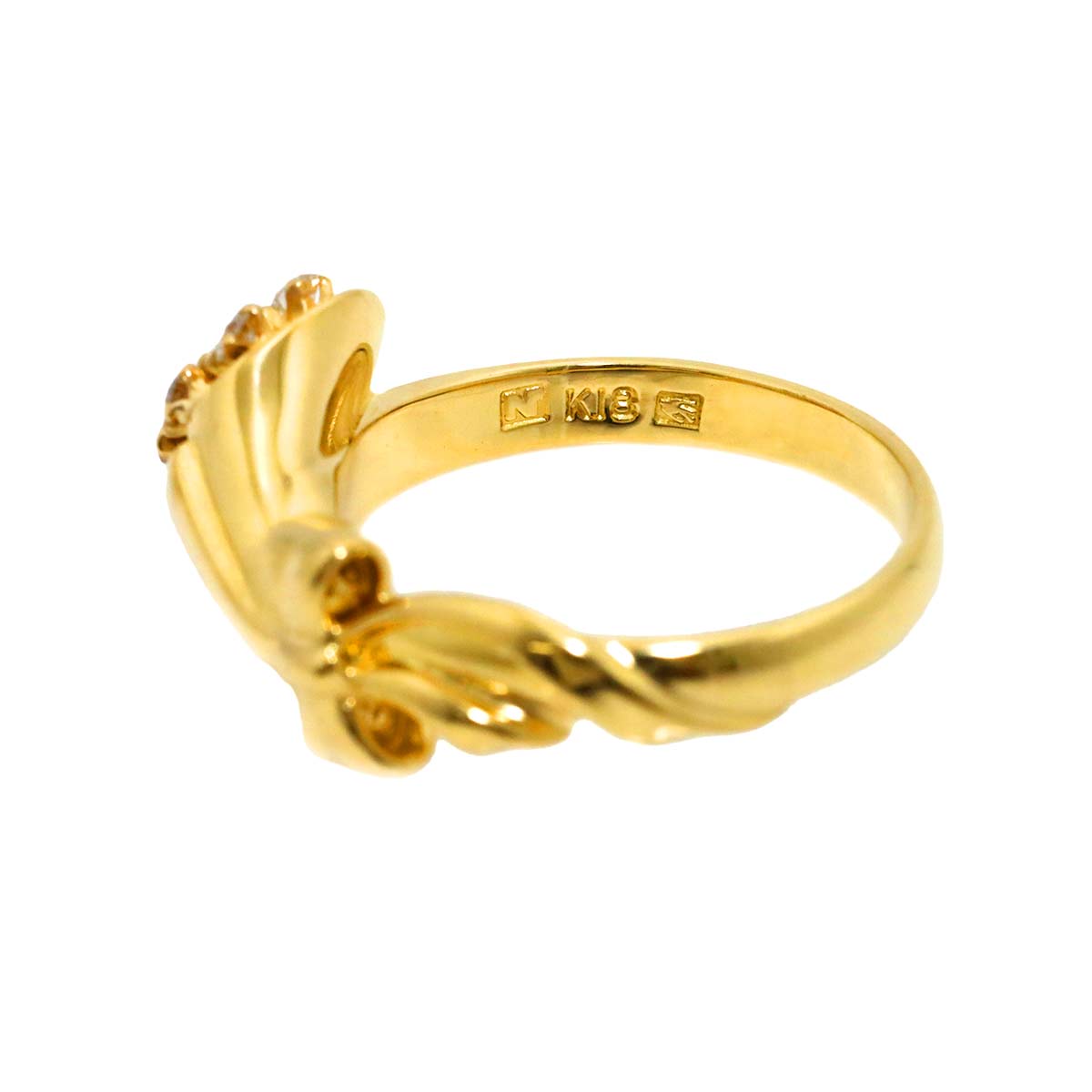 Diamond Ring 18K YG Yellow Gold 750 5.75-6(US)