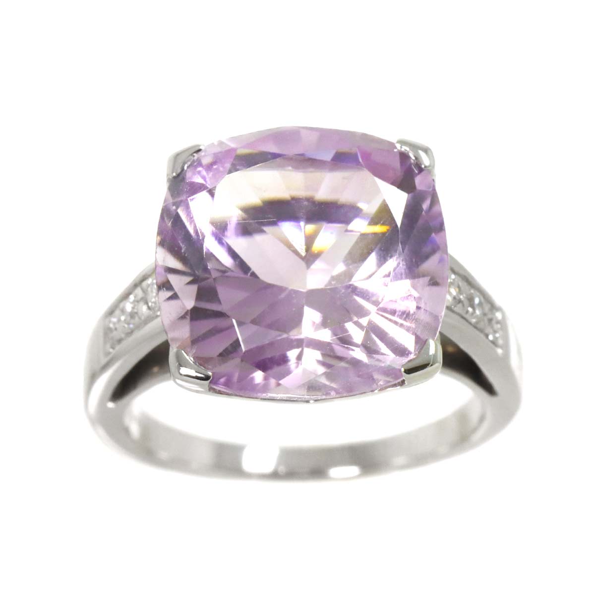 Amethyst Diamond Ring 18K WG 750 size6(US)