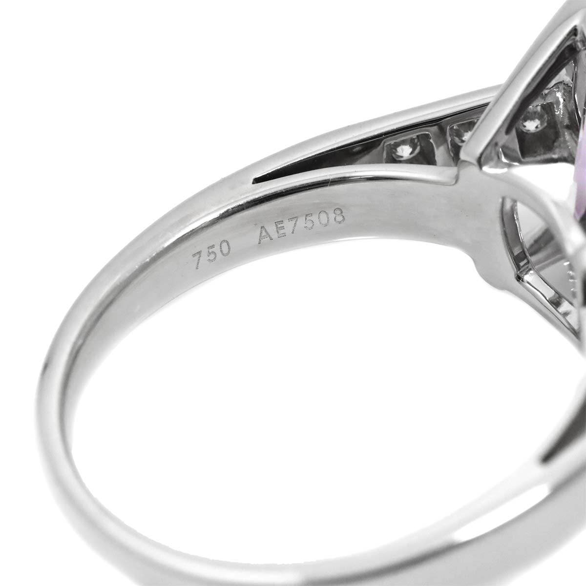 Amethyst Diamond Ring 18K WG 750 size6(US)