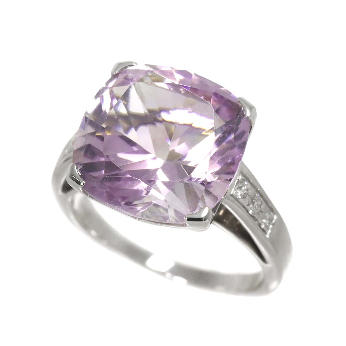 Amethyst Diamond Ring 18K WG 750 size6(US)