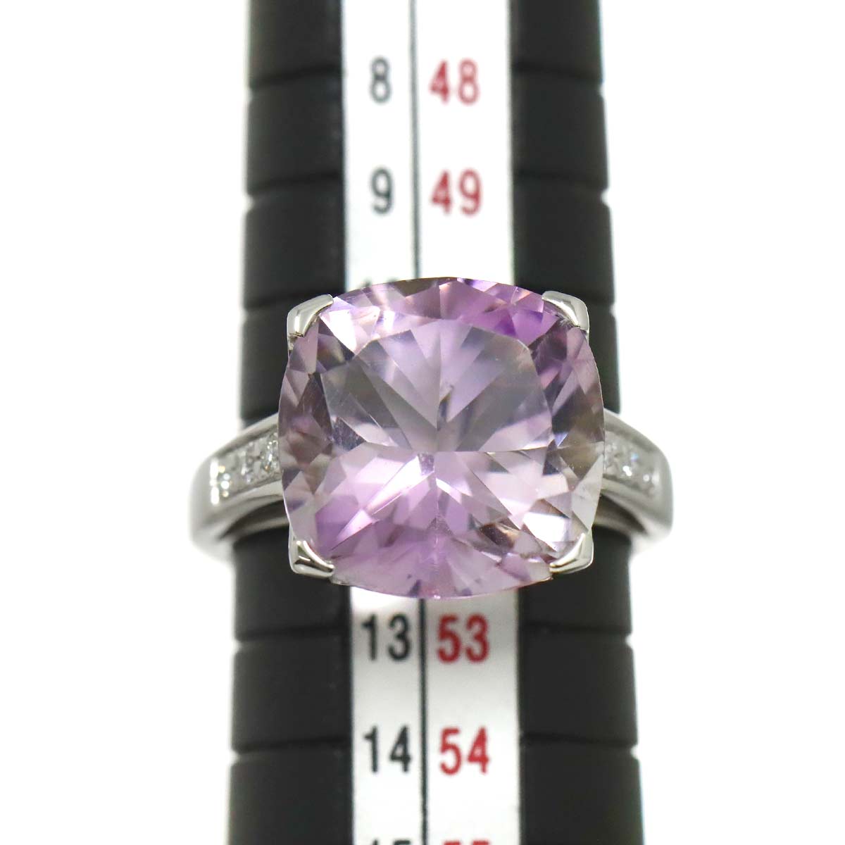 Amethyst Diamond Ring 18K WG 750 size6(US)