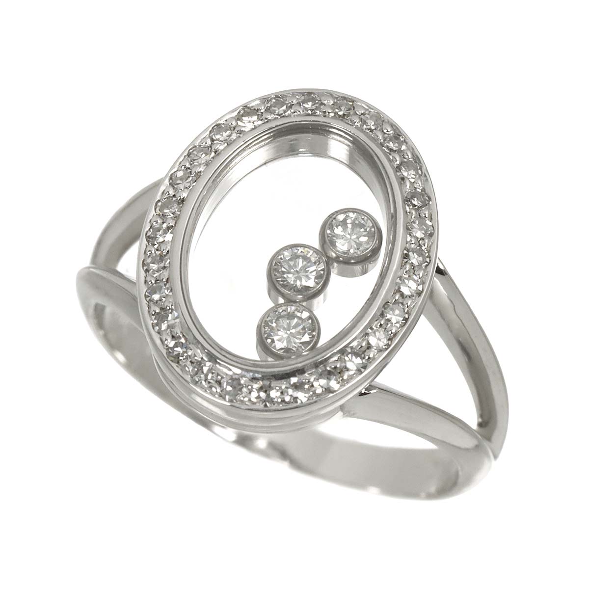 Happy Diamond Ring 18K White Gold 750 Size6.25-6.5(US)