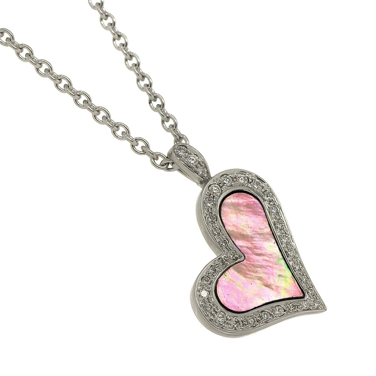 Lime Light Heart Diamond MOP Necklace 18K WG 750