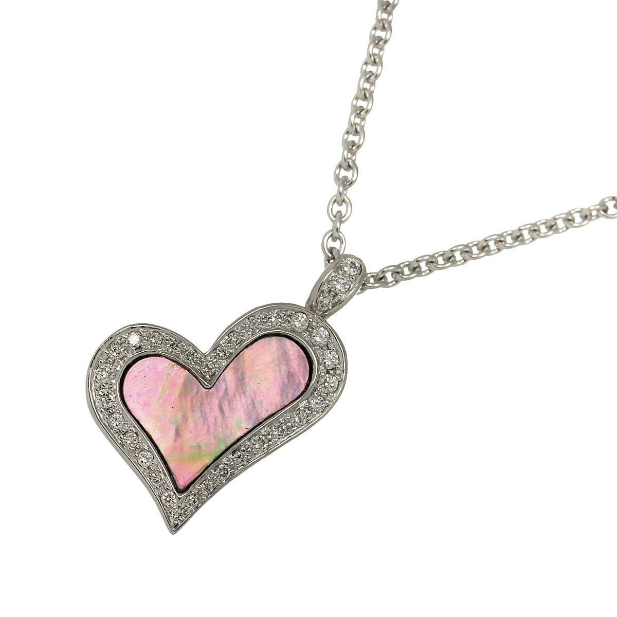 Lime Light Heart Diamond MOP Necklace 18K WG 750