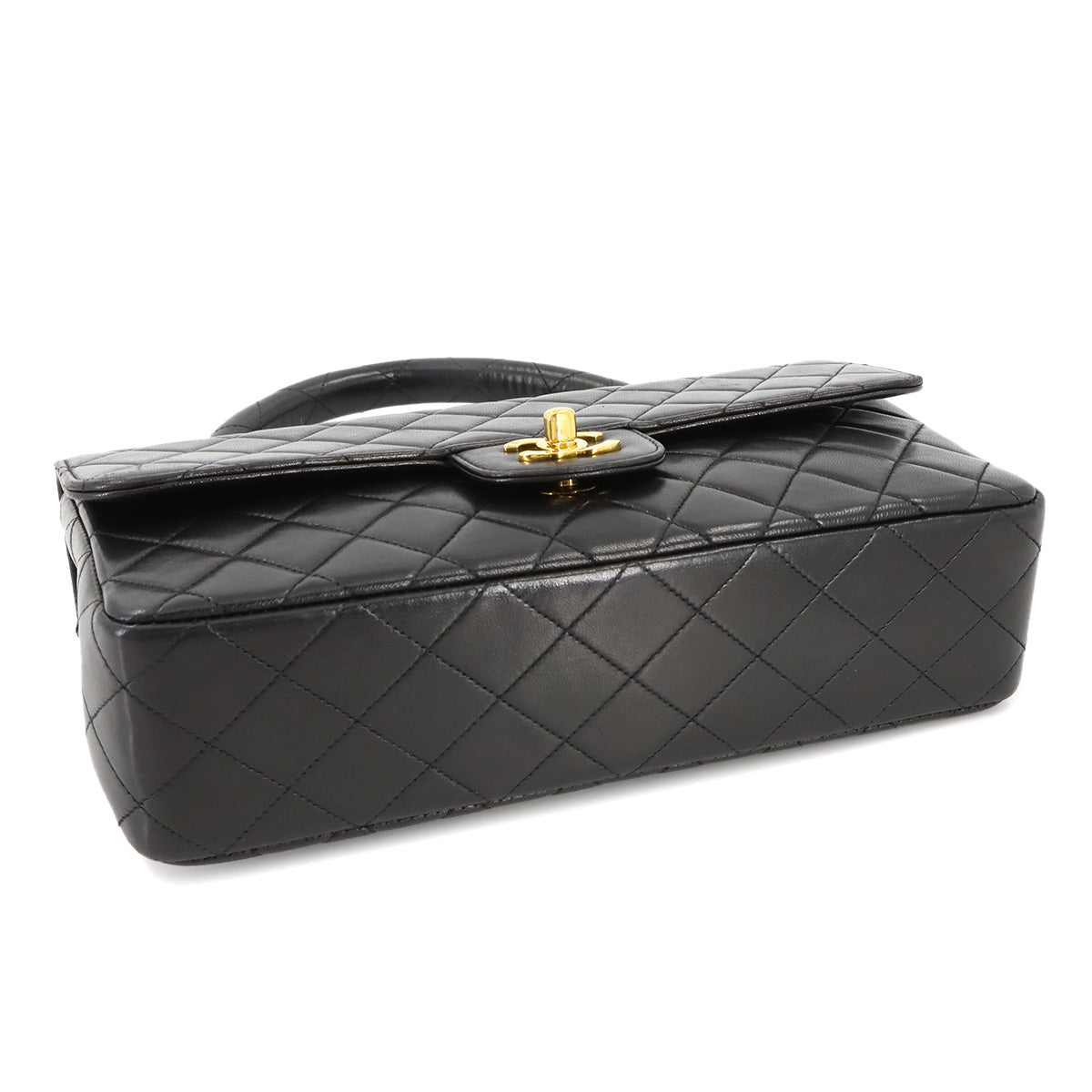 Matelasse Hand Bag Leather Black Vintage Coco Logos