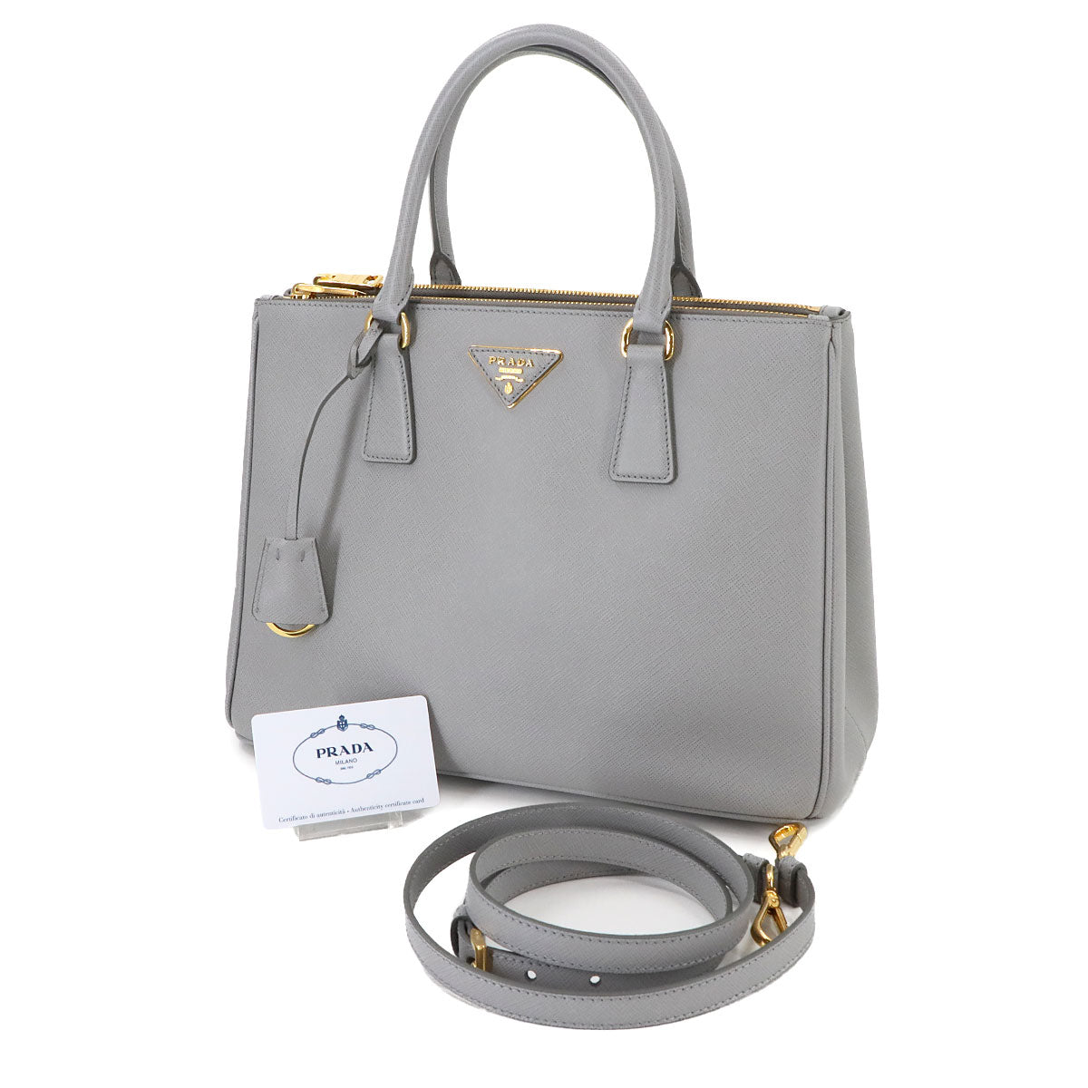 Galleria Large Hand Shoulder Bag Saffiano Leather Gray 1BA274