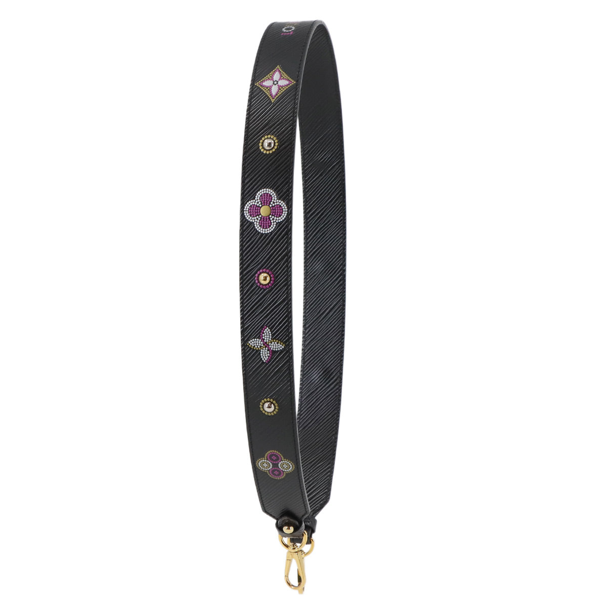 Epi Shoulder Strap Leather Black Monogram flower