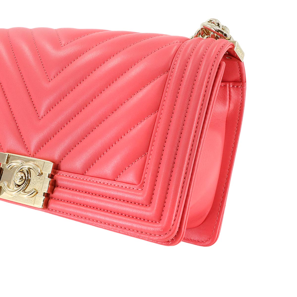 BOY CHANEL Chain Shoulder Bag Leather Pink A67086 Chevron