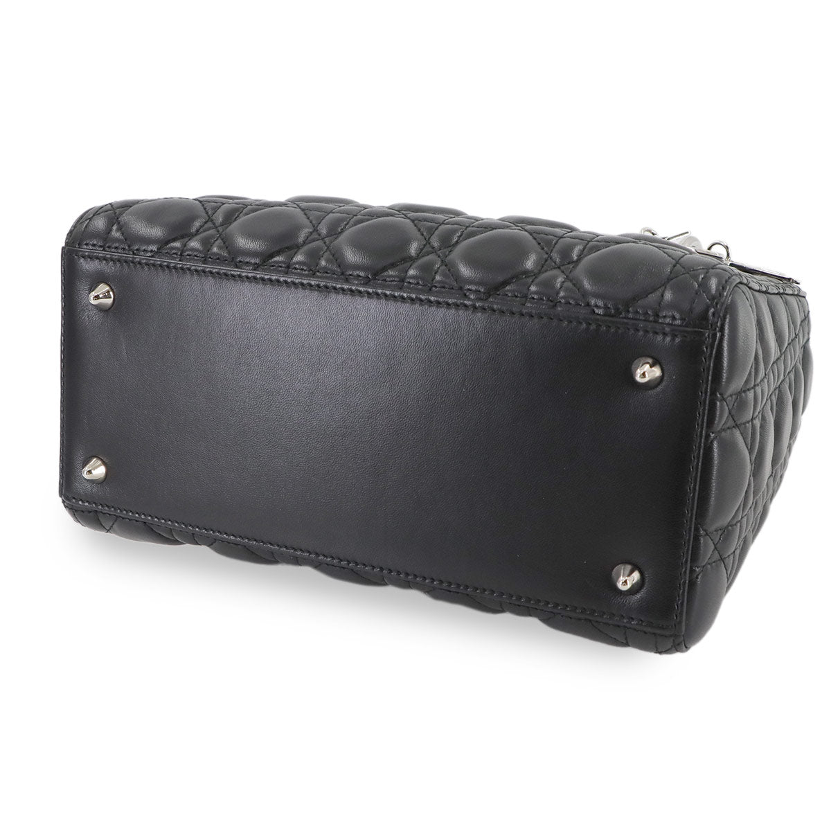 Lady Dior Medium Hand Shoulder Bag Leather Black