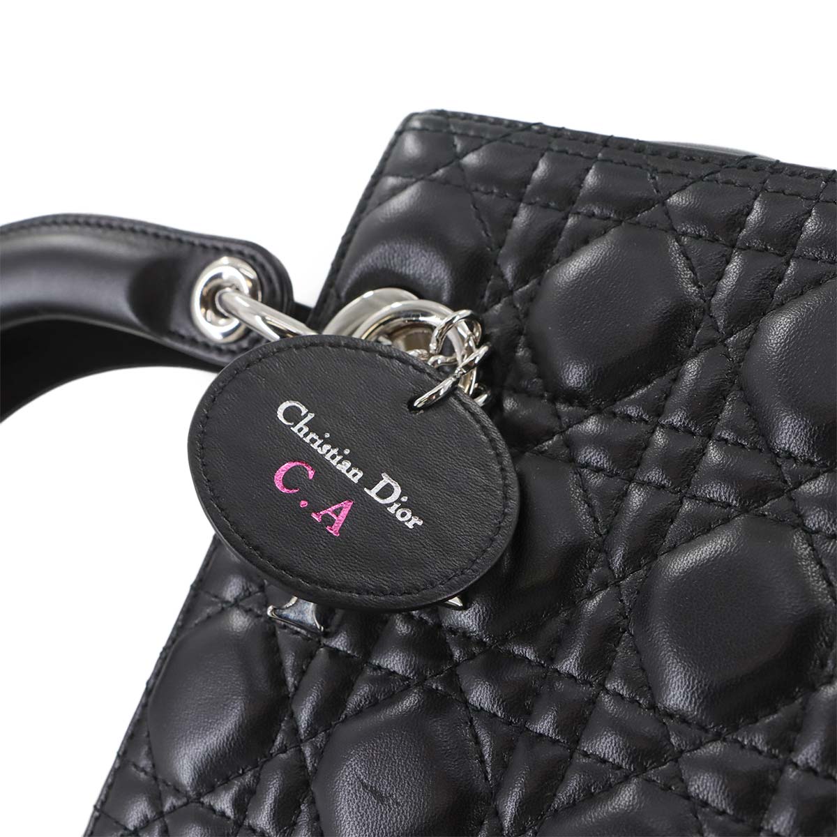 Lady Dior Medium Hand Shoulder Bag Leather Black
