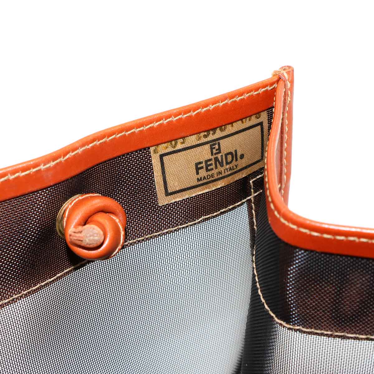 Mesh Tote Bag Leather Brown Black Purse