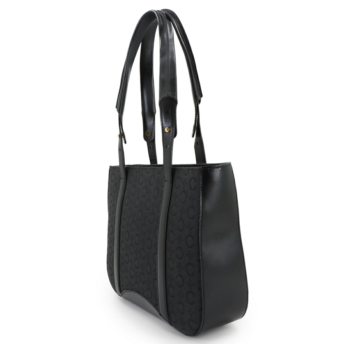Macadam C Logos Tote Bag Canvas Leather Black Purse